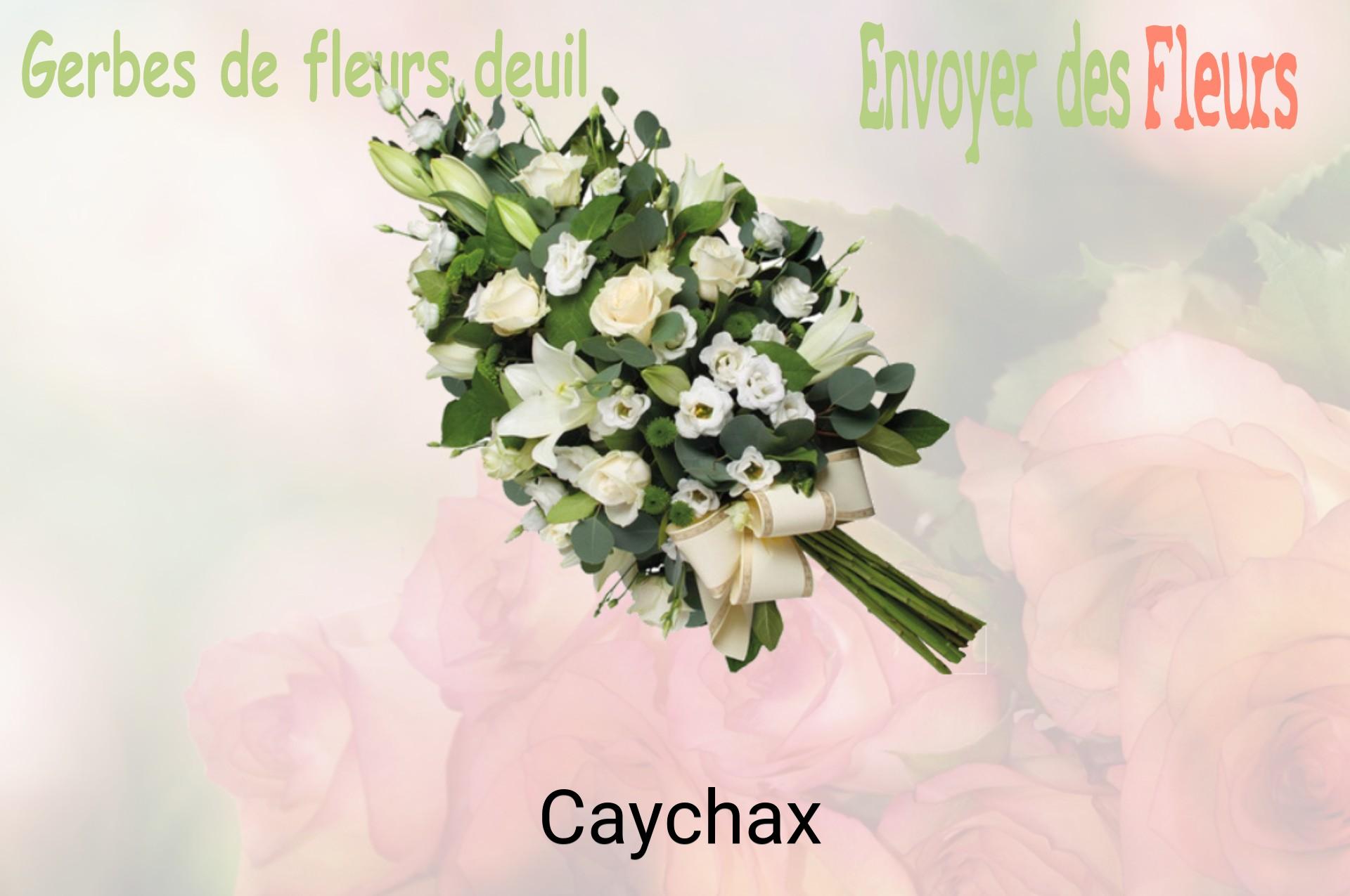 Gerbe de fleurs de deuil livrée à Caychax